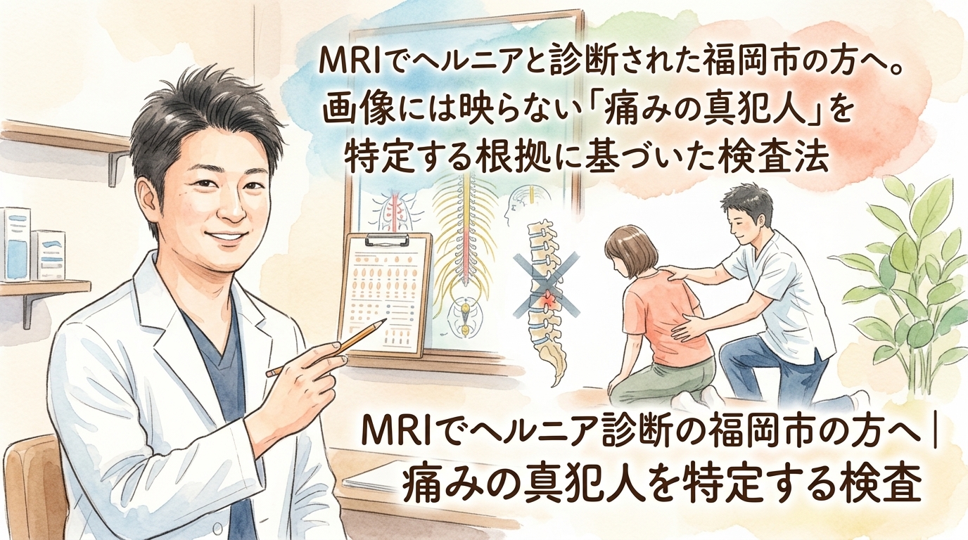 MRIでヘルニアと診断された福岡市の方へ。画像には映らない「痛みの真犯人」を特定する根拠に基づいた検査法 鍼灸院おるき