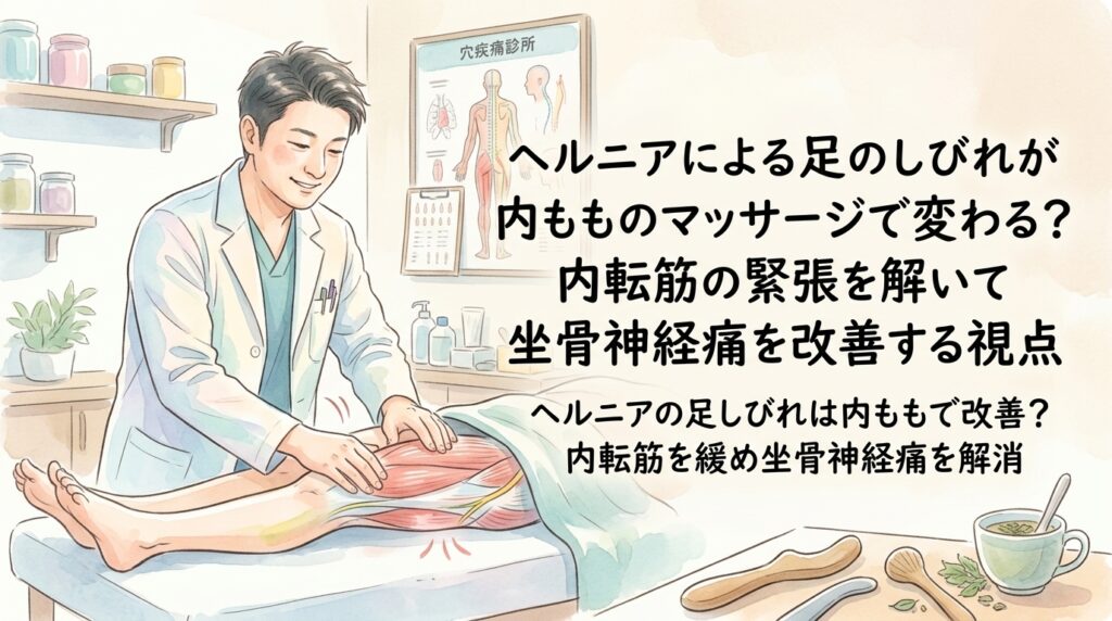 ヘルニアによる足のしびれが内もものマッサージで変わる？内転筋の緊張を解いて坐骨神経痛を改善する視点 鍼灸院おるき
