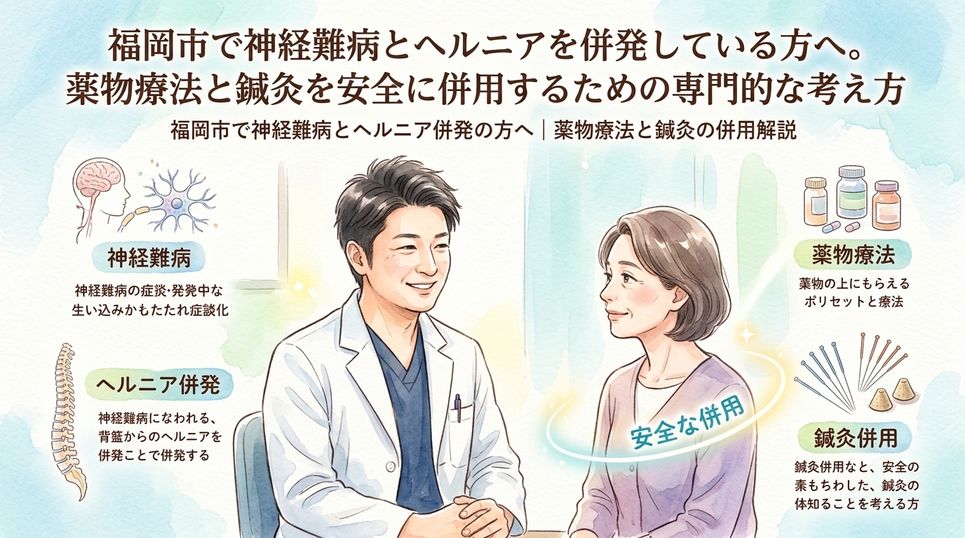 福岡市で神経難病とヘルニアを併発している方へ。薬物療法と鍼灸を安全に併用するための専門的な考え方 鍼灸院おるき